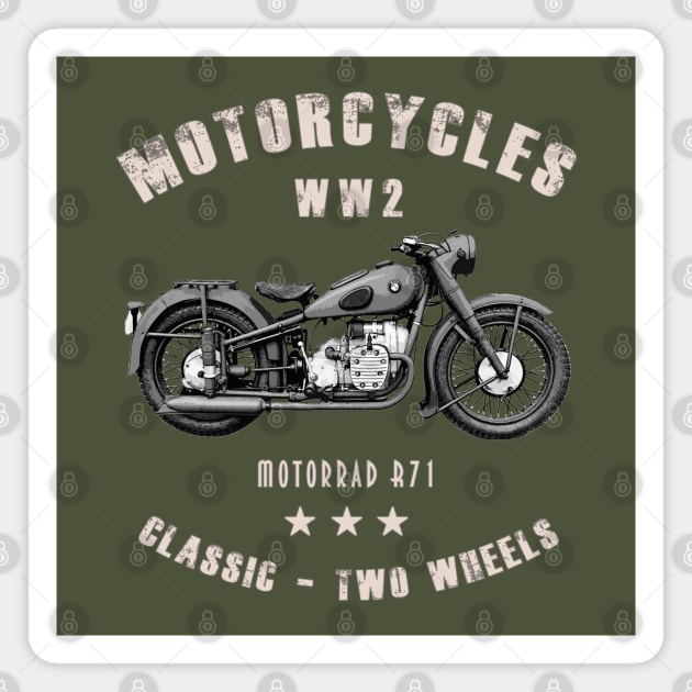 Motorrad R71  Retro Vintage Motorcycle WW2 Magnet by Jose Luiz Filho